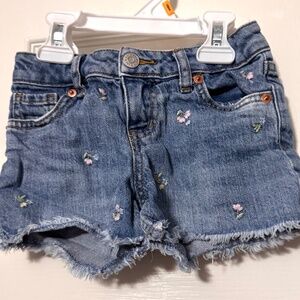 Flower Blue Jean Shorts